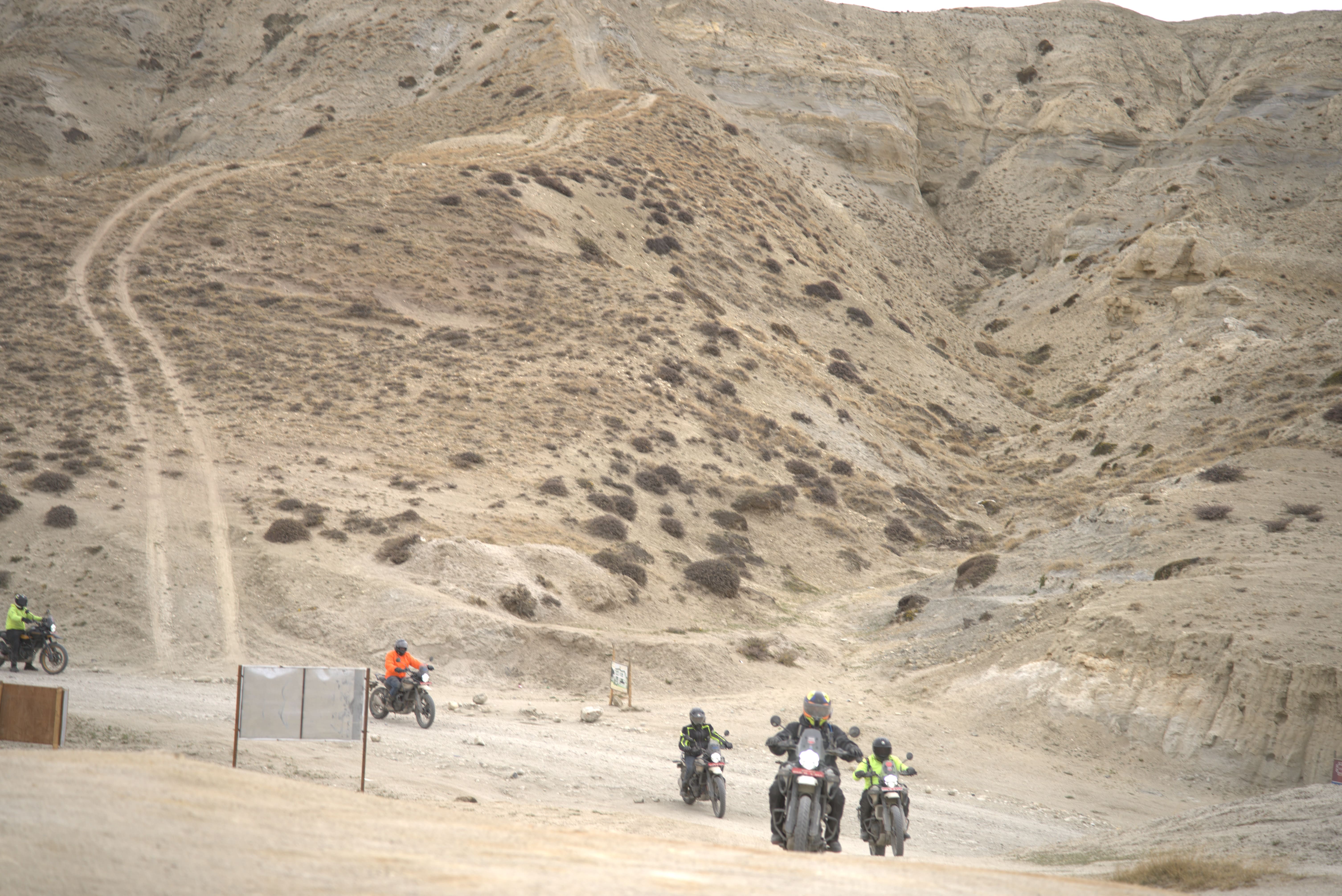 Motobike riders in Lomanthang